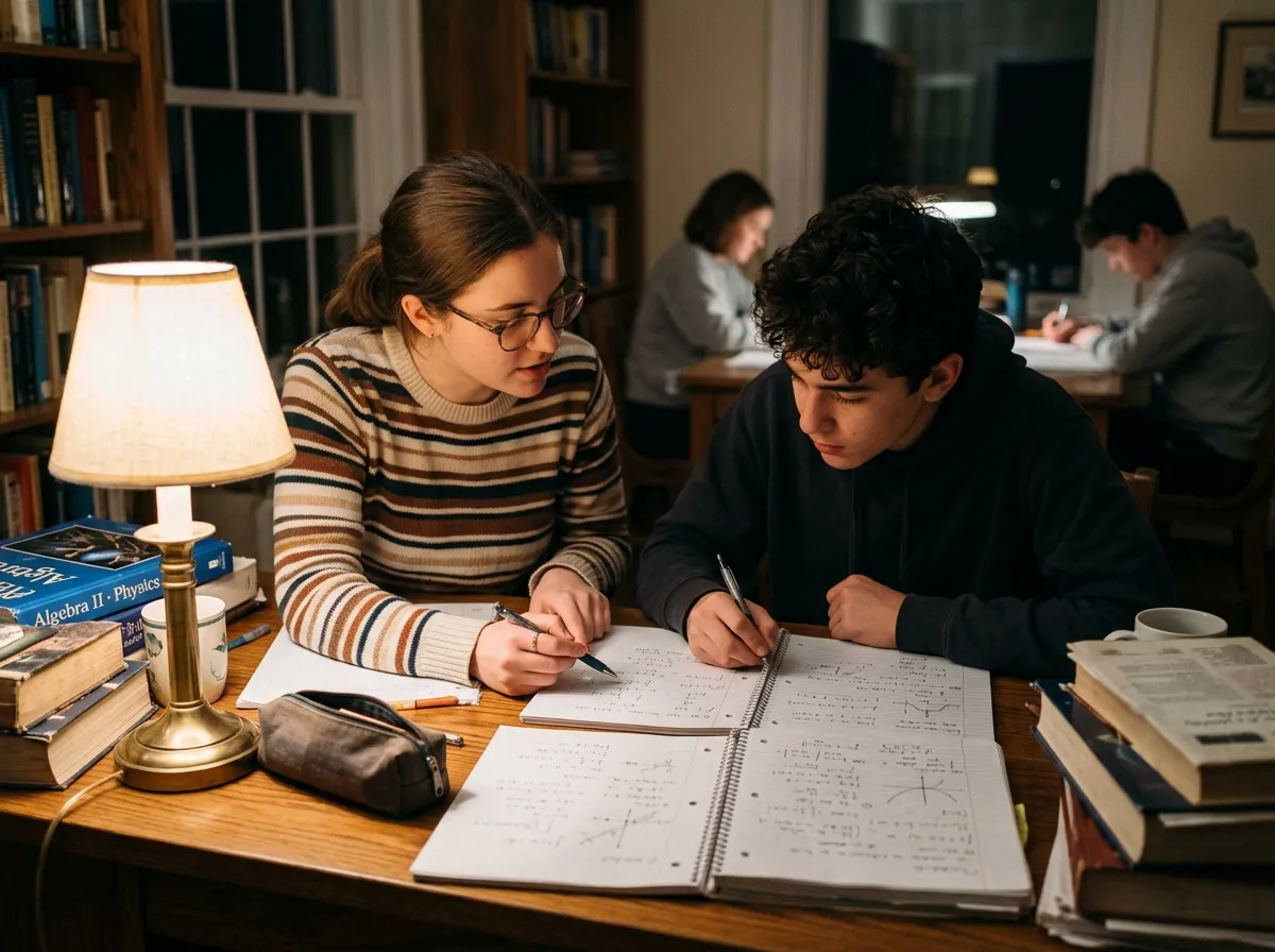 Tutor and student working one-on-one through mathematics exercises
